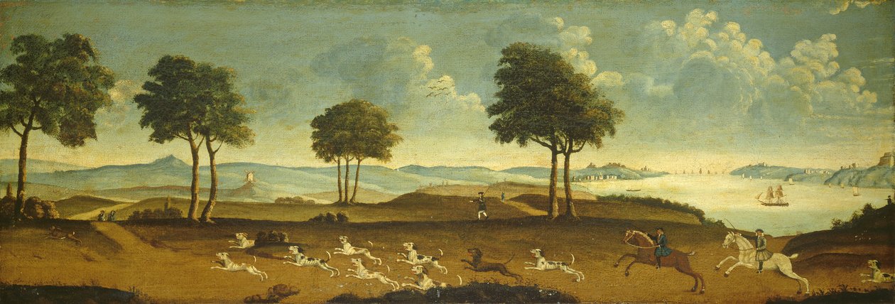 Bir liman ile av sahnesi, 18. yüzyıl by American School