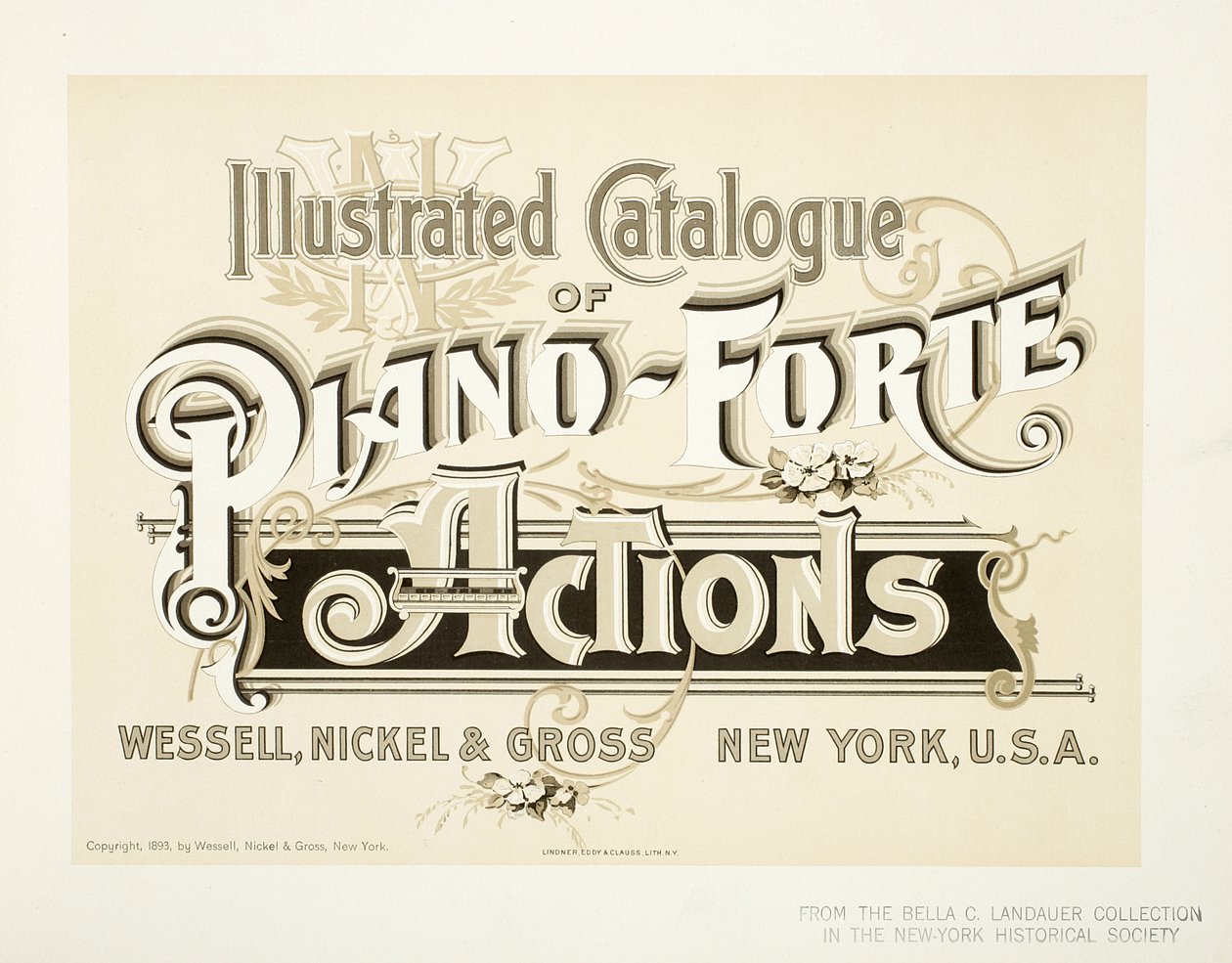 Resimli Piyano-Forte Eylemleri Kataloğu, Wessell, Nickel & Gross Co. - kapak, 1893 by American School