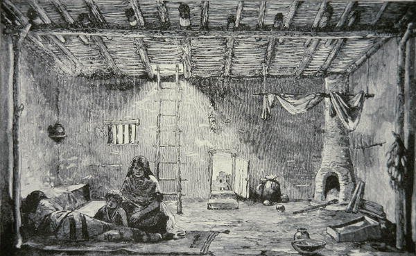 Bir Pueblo Evinin İçi, 1880 dolayları (gravür) by American School