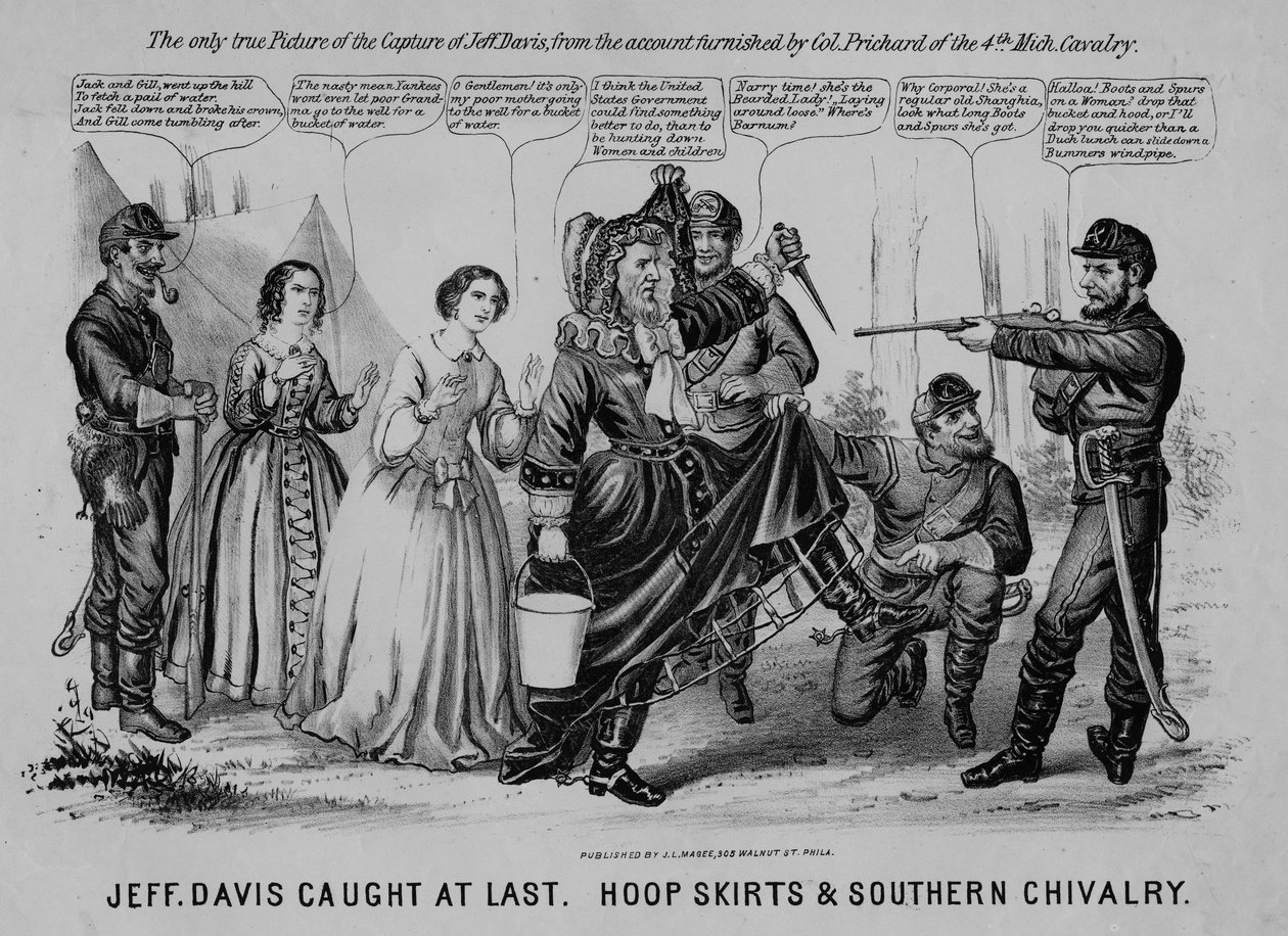 Jeff Davis sonunda yakalandı: çember etekler ve Southern Chivalry, J.L. Magee tarafından yayınlandı, Philadelphia, c.1865 by American School