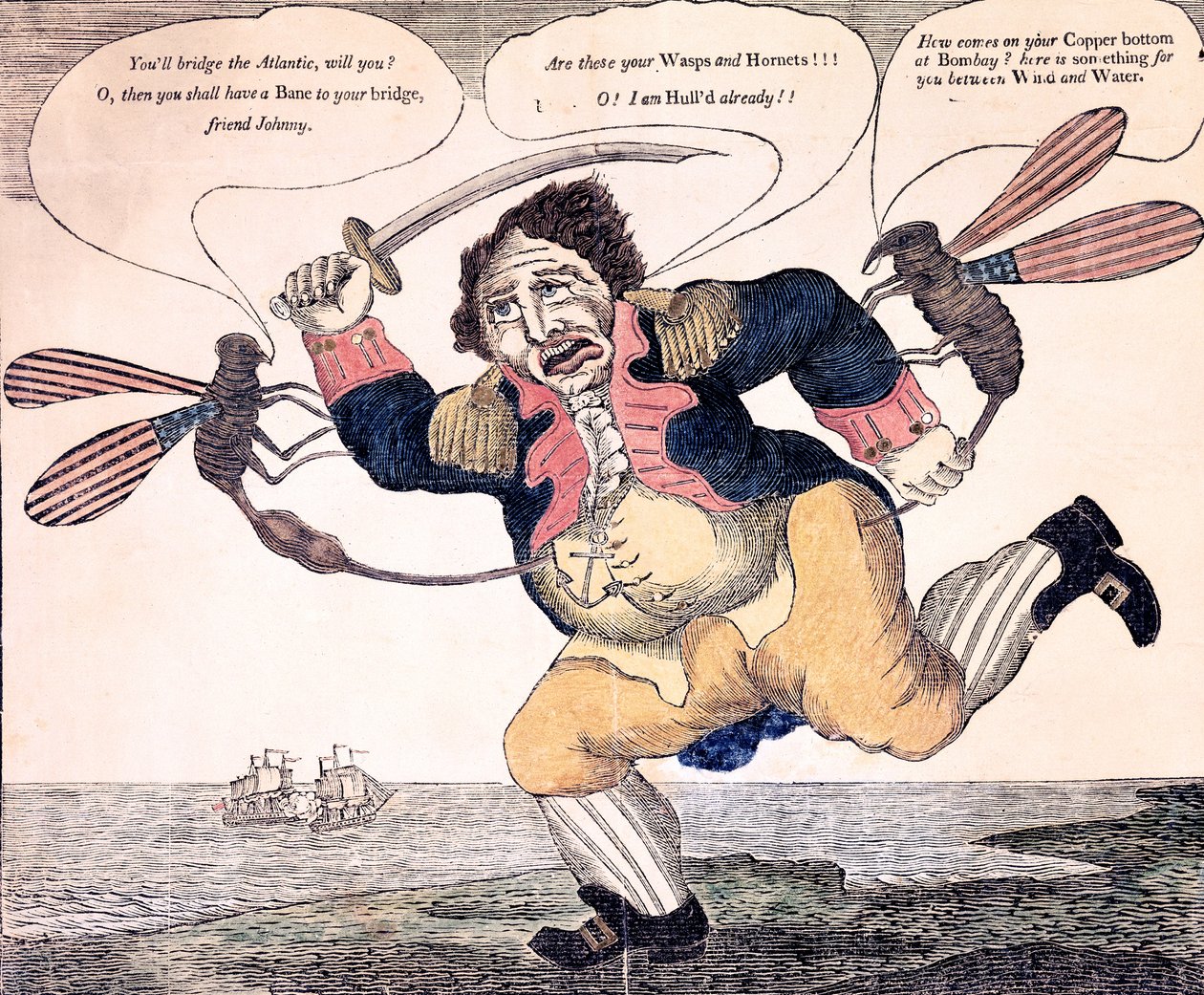 John Bull, Wasp ve Hornet tarafından acıya sokuldu, 1813 dolayları by American School