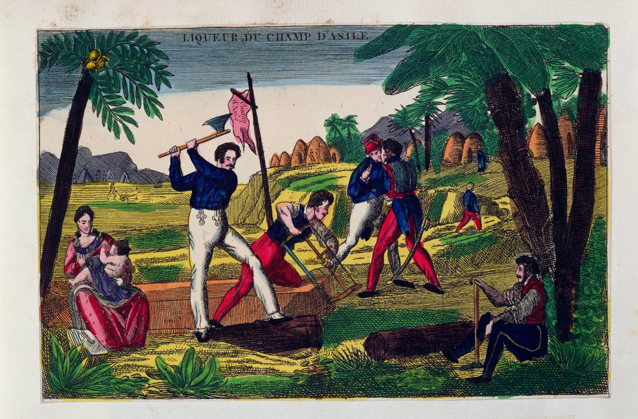 Champ dAsile likörü için etiket, c.1830 by American School