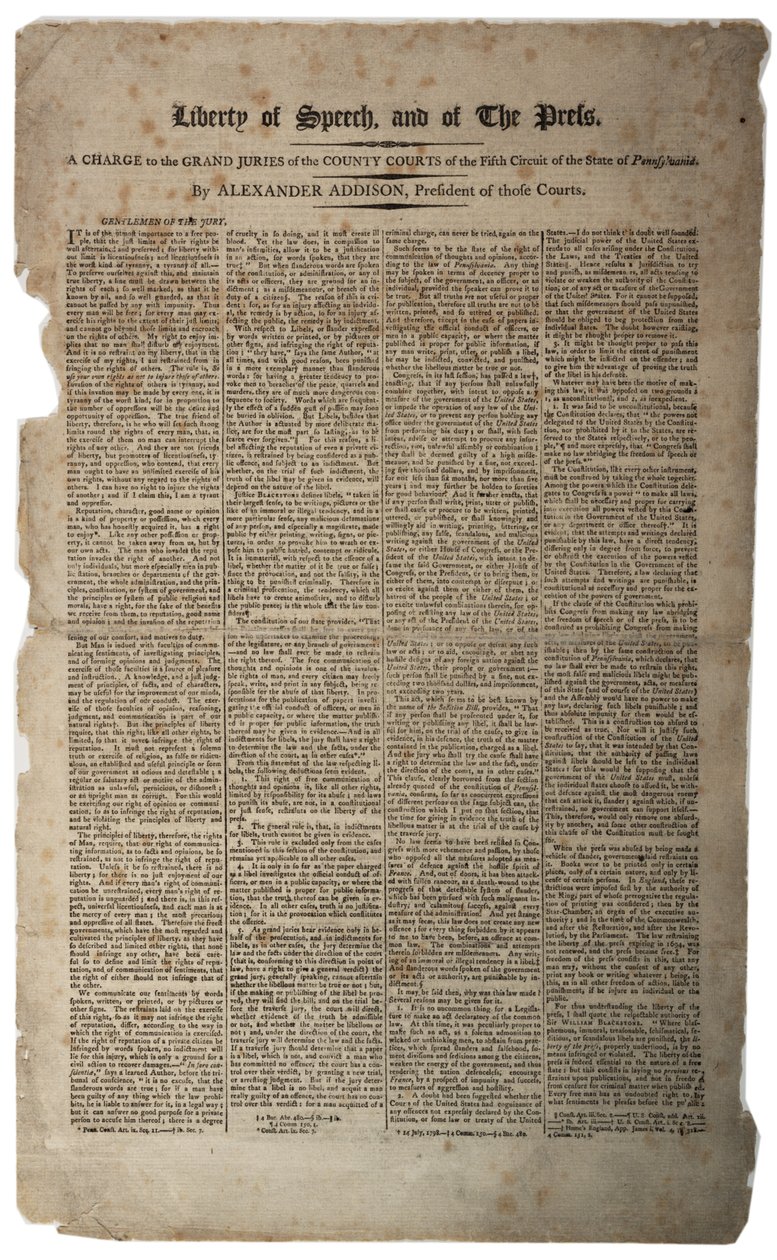 İfade ve basın özgürlüğü, Ocak 1799 by American School