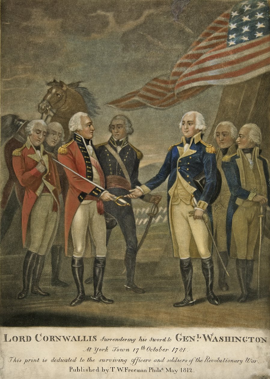 Lord Cornwallis Kılıcını Genl'e Teslim Ediyor. Washington, York Town'da by American School