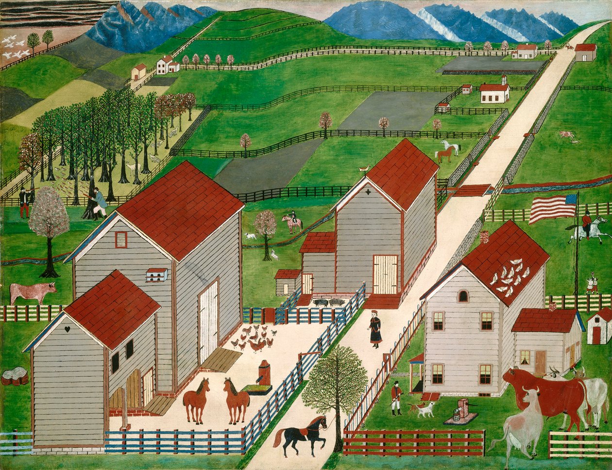 Mahantango Vadisi Çiftliği, 19. yüzyılın sonları (pencere gölgesinde yağ) by American School