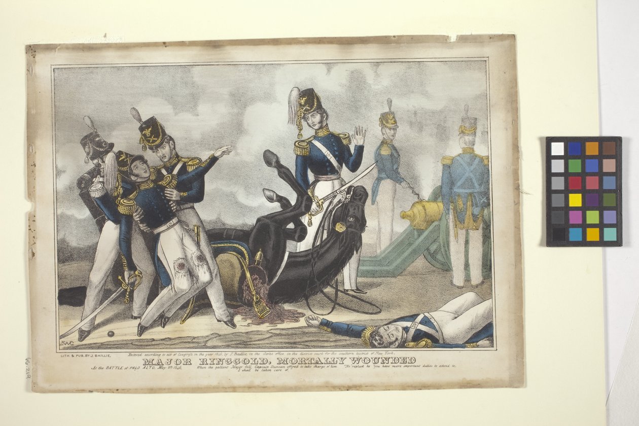 Major Ringgold, Mortally Wounded (elle boyanmış litografi) by American School