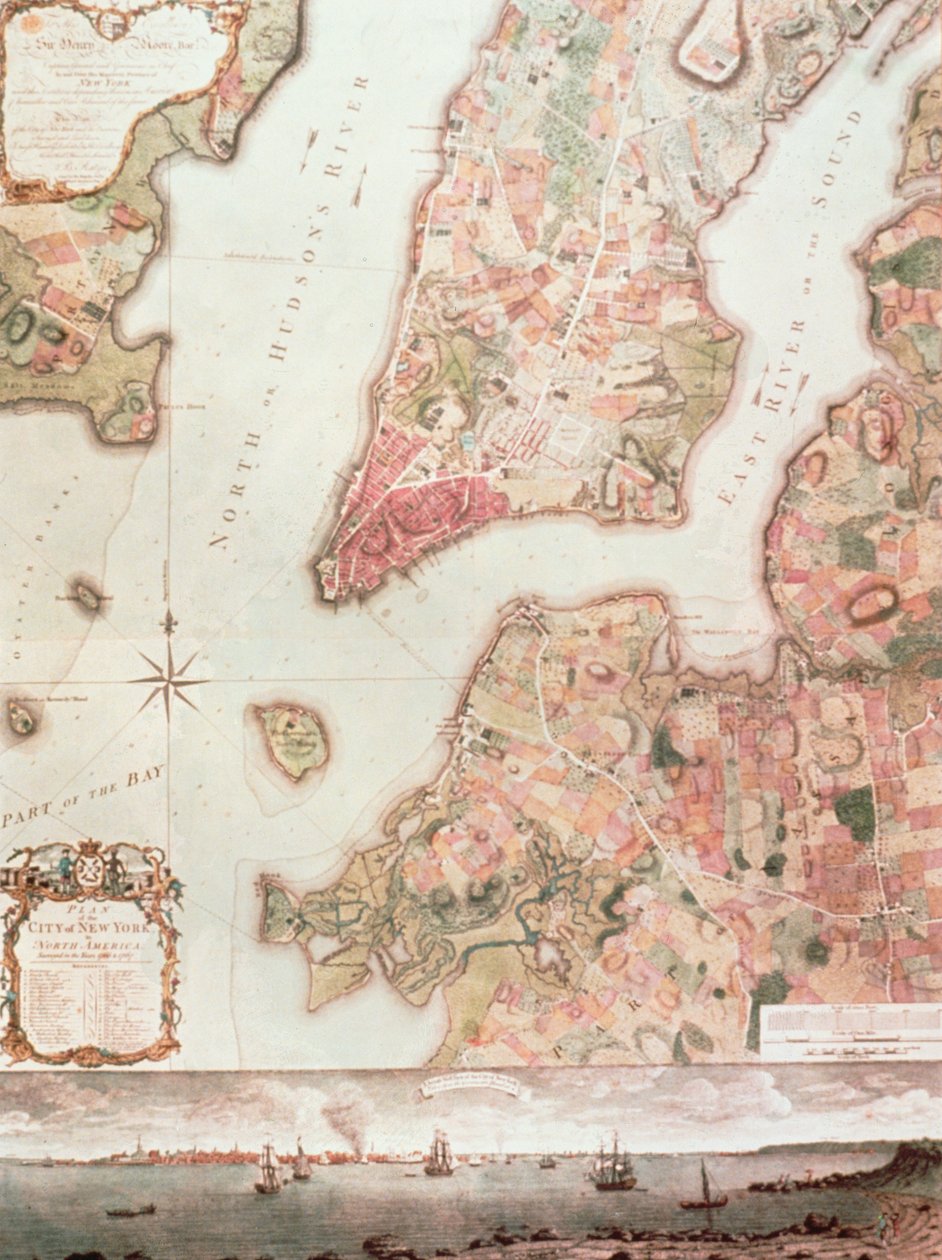 1766-67 New York Haritası (kağıt üzerine suluboya) by American School