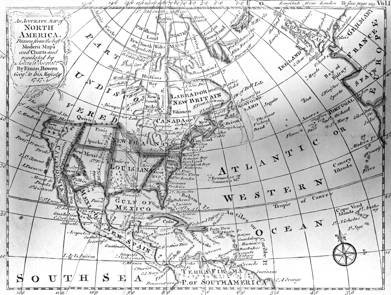Kuzey Amerika Haritası, 1747 by American School
