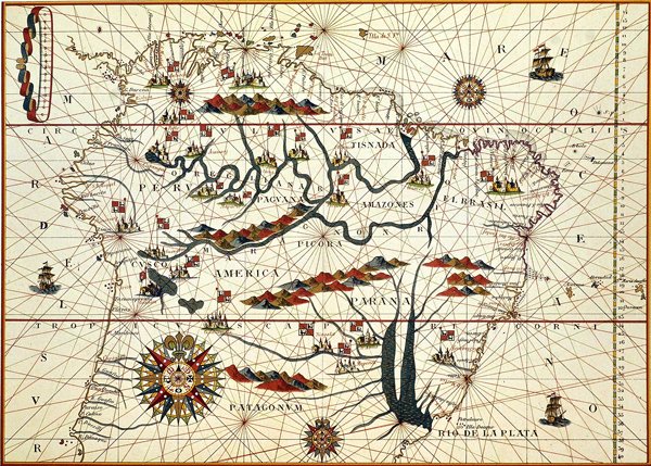 1582 yılında Güney Amerika Haritası by American School