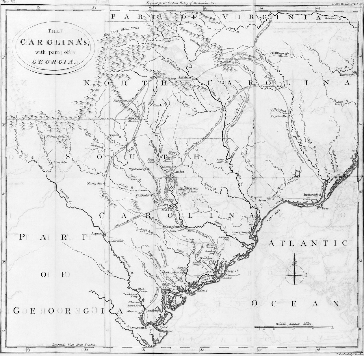 Georgia parçası ile Carolinas Haritası by American School