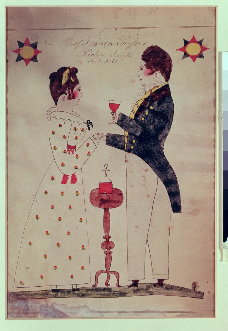 Bayan Francis Taylor ve Nişanlısı, 1831 (kağıt üzerinde wc) by American School