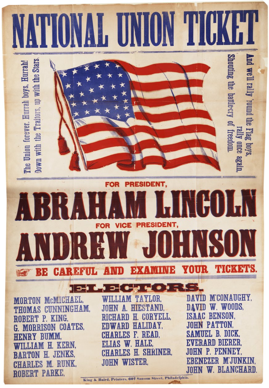 Ulusal Birlik Bileti. ... Lincoln ve Johnson, Sonsuza Kadar Birlik, 1864 by American School