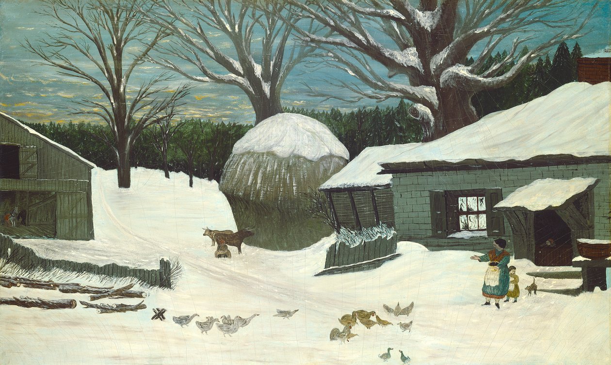 Kışın New England Çiftliği, c.1850 by American School