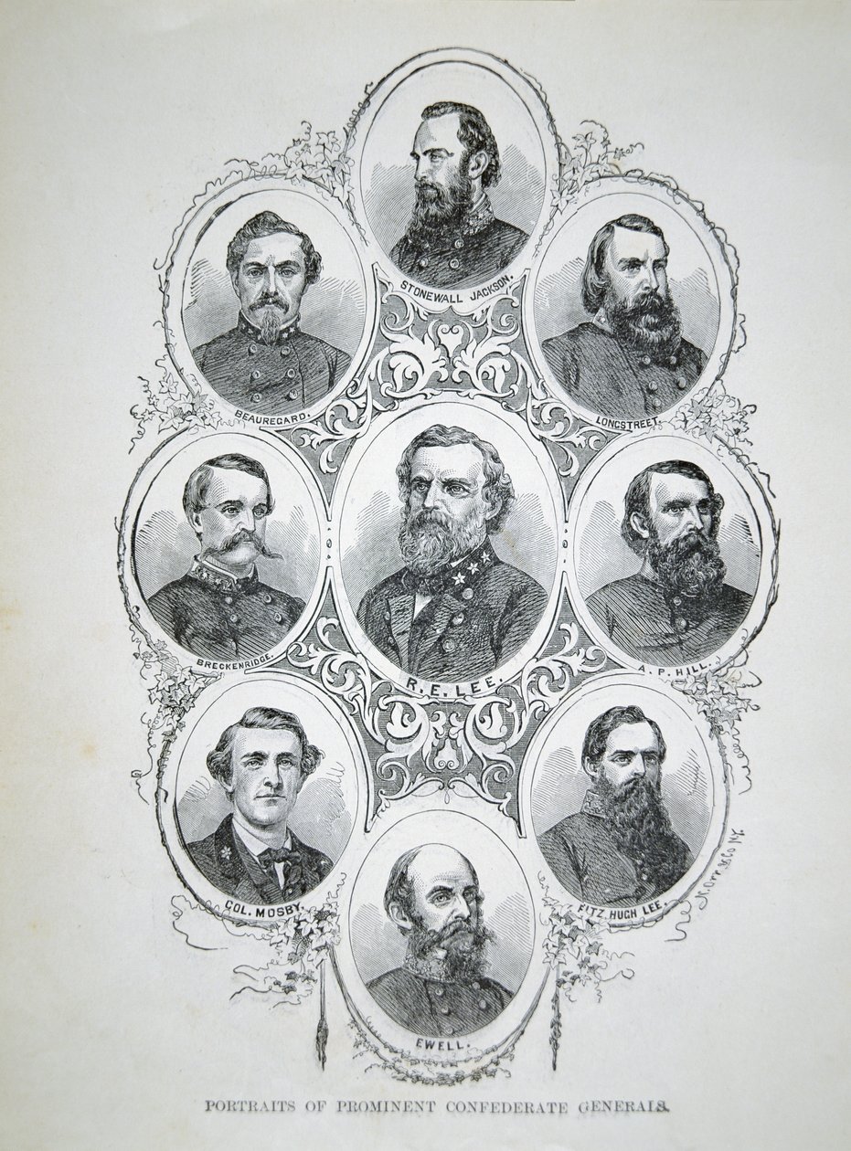 Konfederasyon Ordusunun Tanınmış Generallerinin Dokuz Portresi (litho) by American School