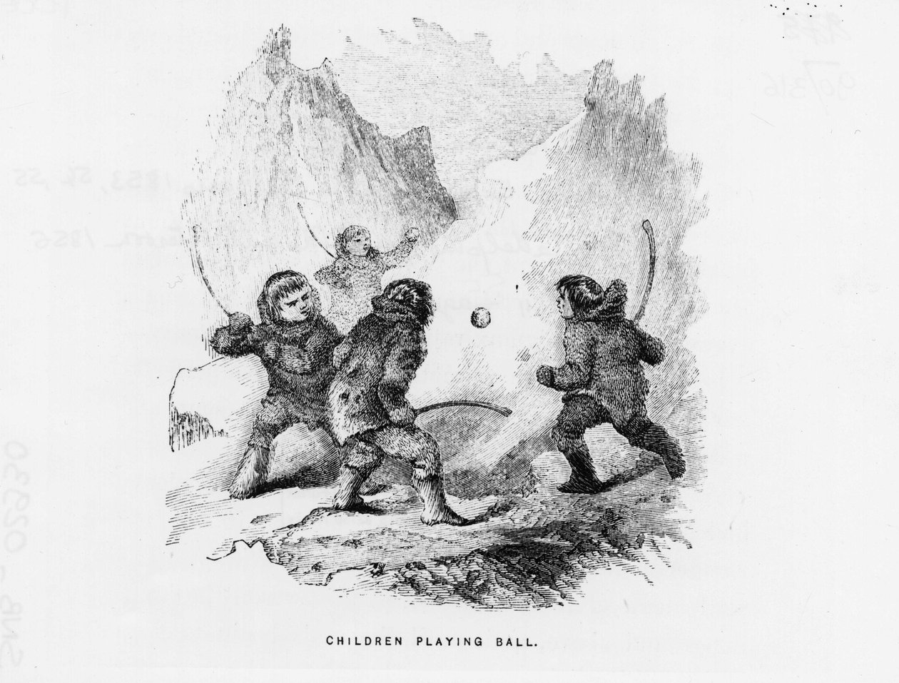 Kuzey kutbu: buz torbasında top oynayan çocuklar - Elisha Kent Kane; 1853-1855 yıllarında Arktik Keşif (Philadelphia, Childs ve Peterson by American School
