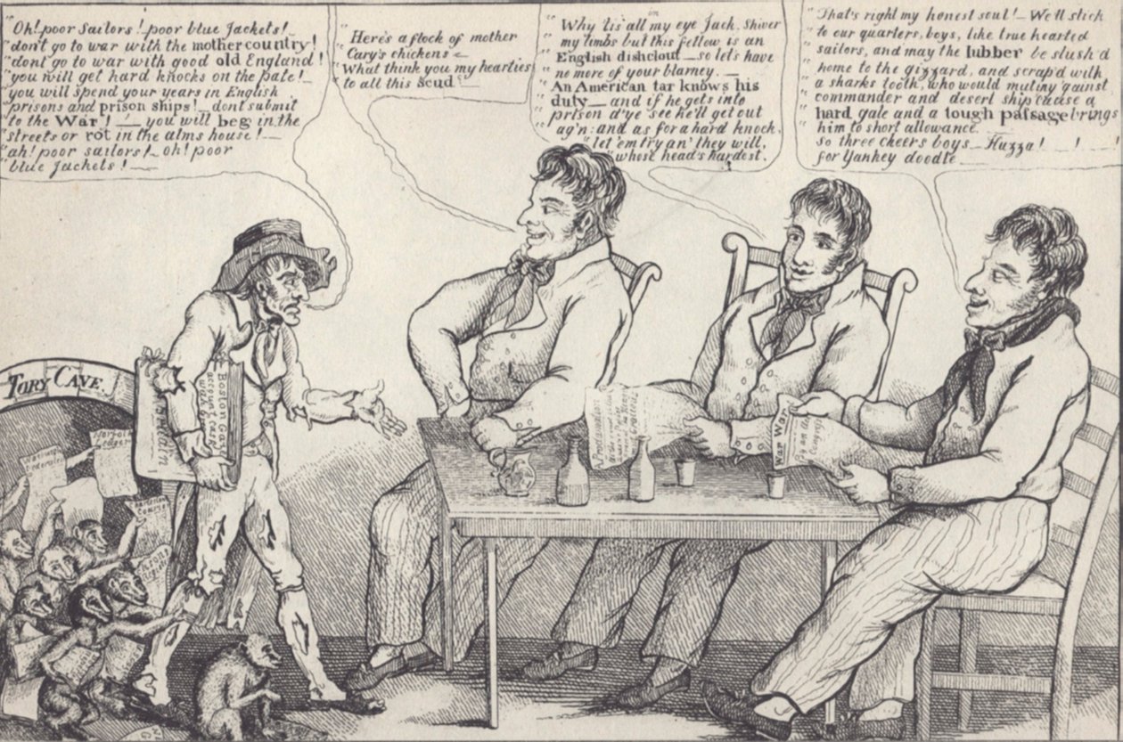 1812 Savaşı Arifesinde Siyasi Karikatür, c.1812 (lito) by American School