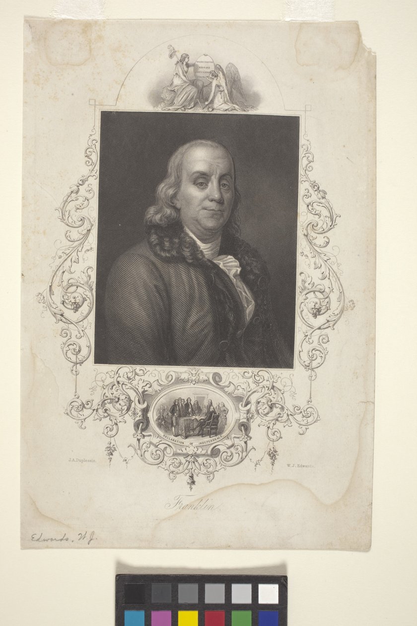 Benjamin Franklin'in Portresi (mürekkep) by American School