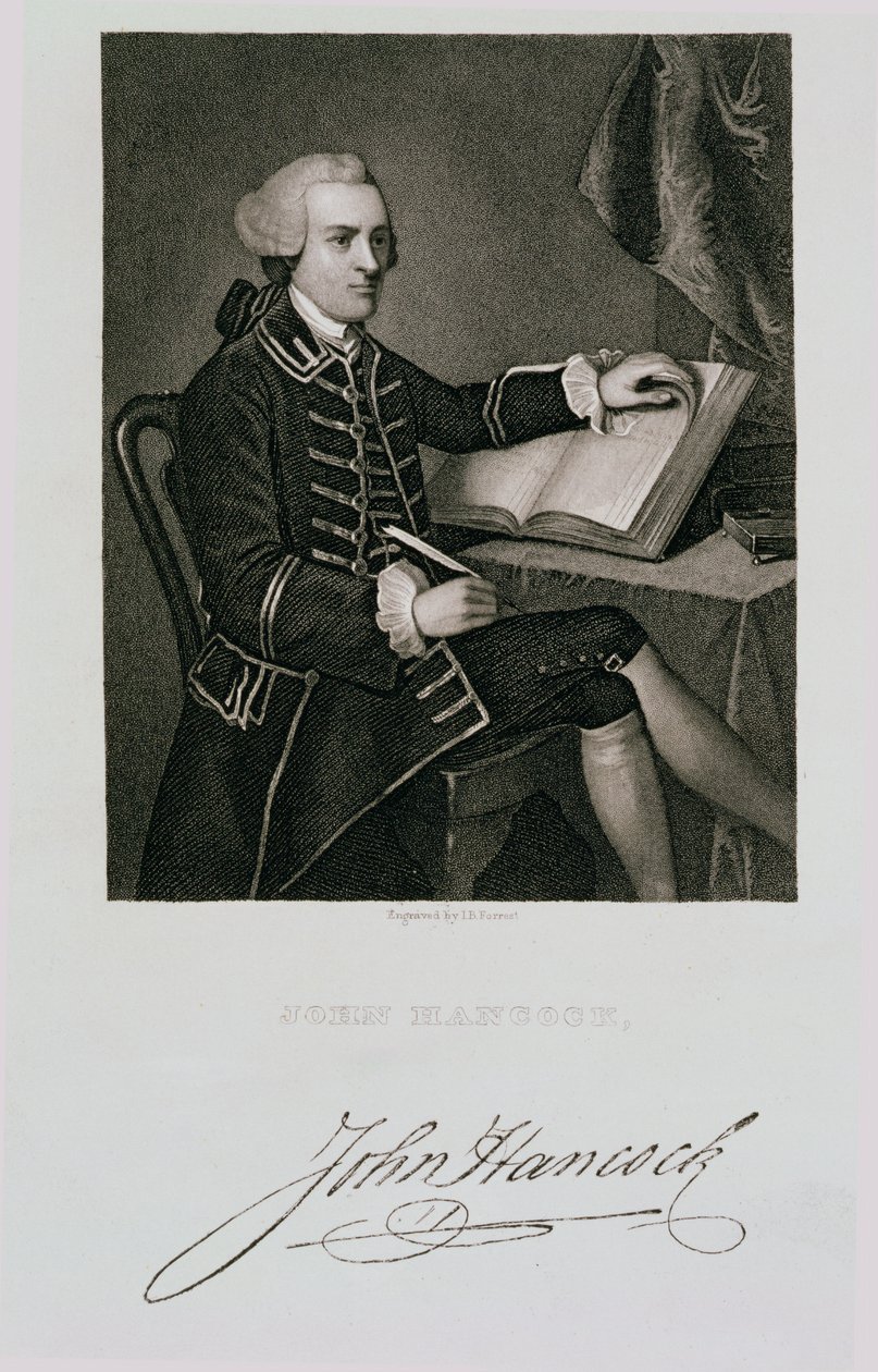 John B. Forrest tarafından kazınmış John Hancock portresi (1814-70) by American School