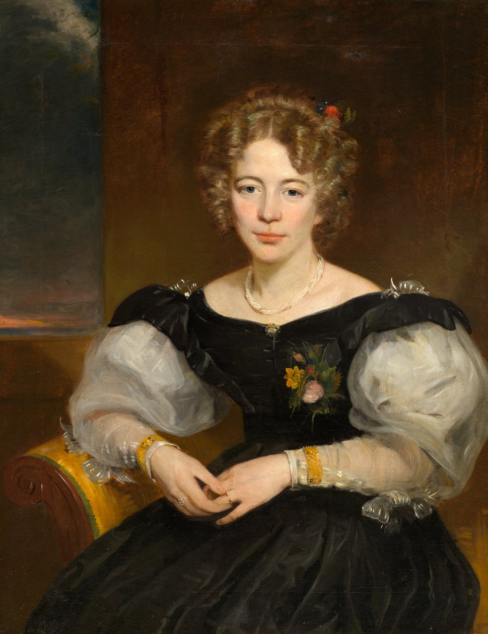 Bir Hanımefendinin Portresi, c.1825-35 (tuval üzerine yağlı boya) by American School