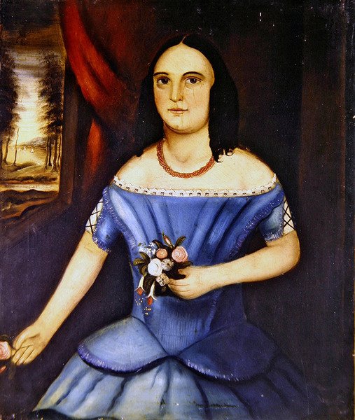 Bir erkek ve kız kardeş portreleri, bir çift (tuval üzerine yağlı boya) (ayrıca bkz. 349154) by American School