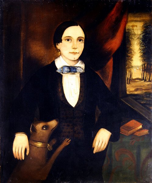 Bir erkek ve kız kardeş portreleri, bir çift (tuval üzerine yağlı boya) (ayrıca bkz. 349155) by American School