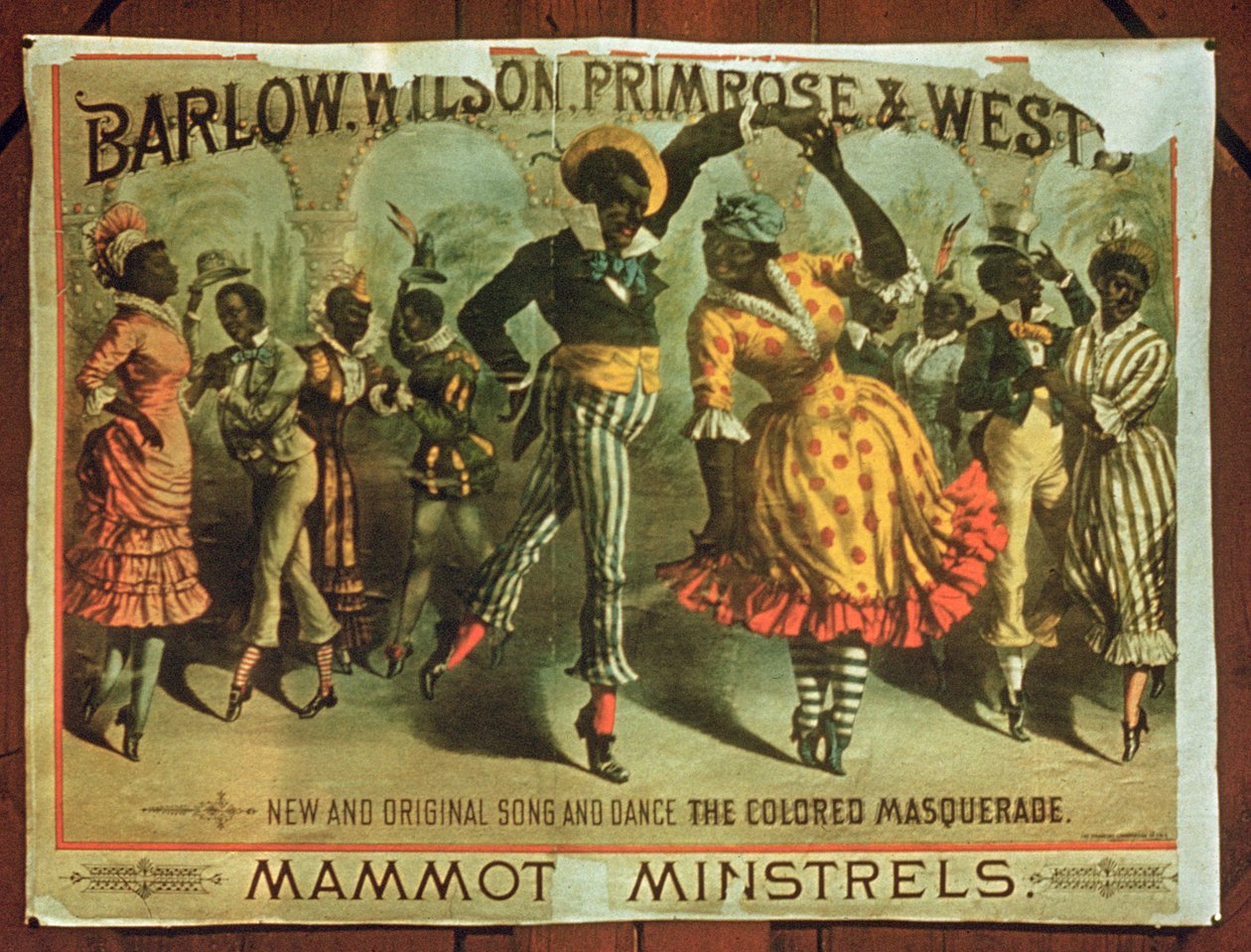 Poster reklam Barlow, Wilson, Primrose ve Wests Mammot Minstrels Renkli Maskeli Balo by American School