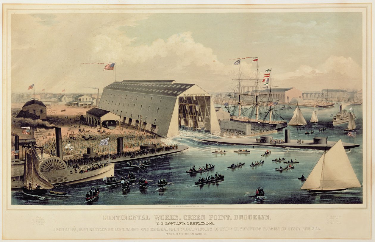 Endicott & Co. tarafından yayınlanan Continental Works, Greenpoint Brooklyn reklam afişi by American School