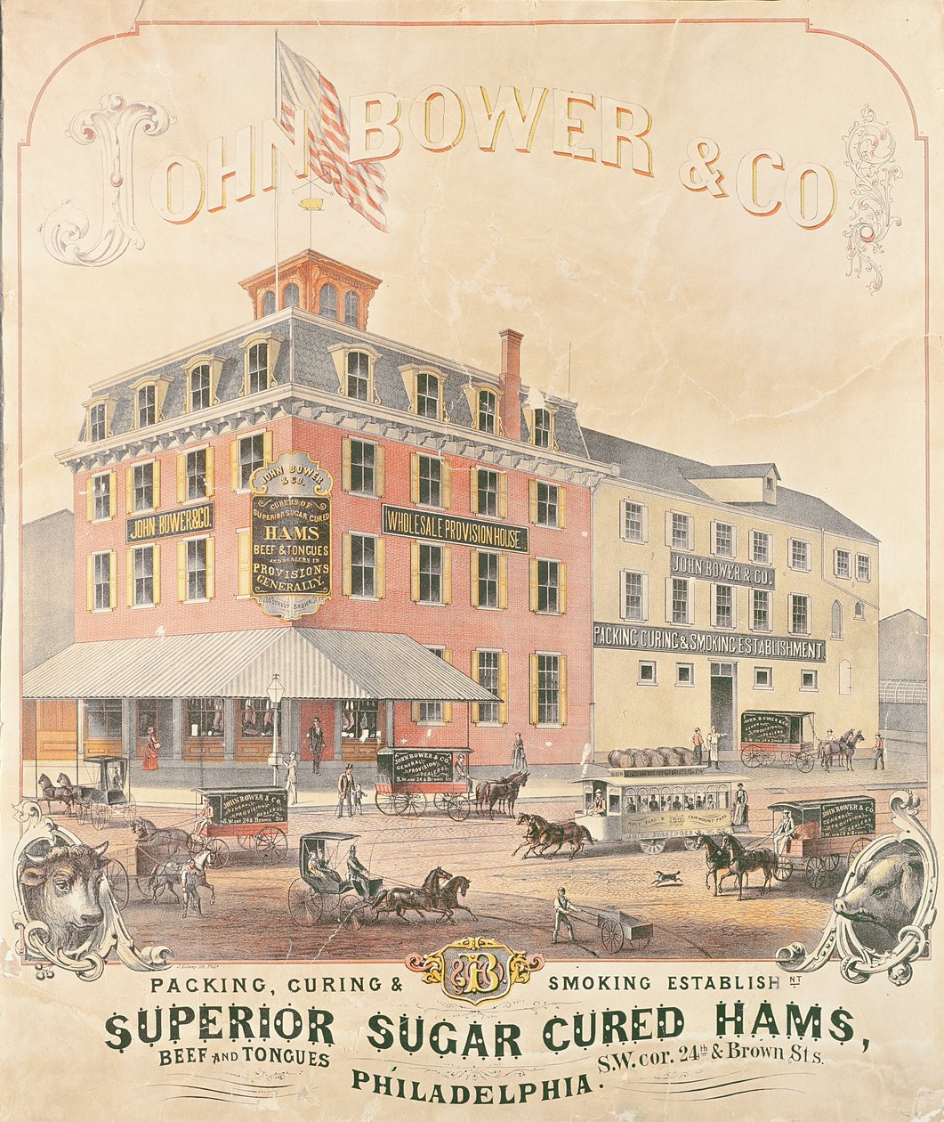 Poster reklam John Bower & Co. Üstün Şekerli Jambonlar by American School