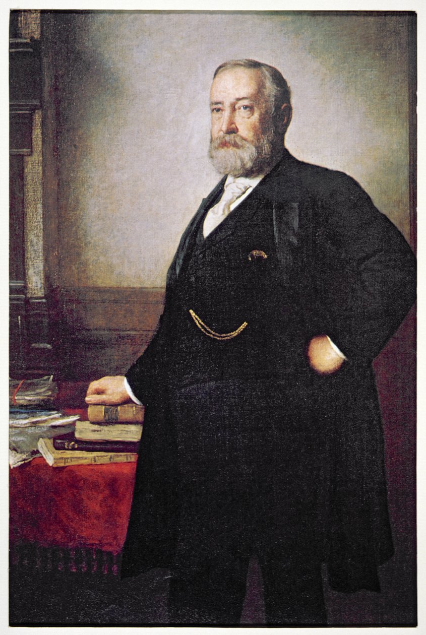 Başkan Benjamin Harrison (1833-1901) seçim afişi by American School