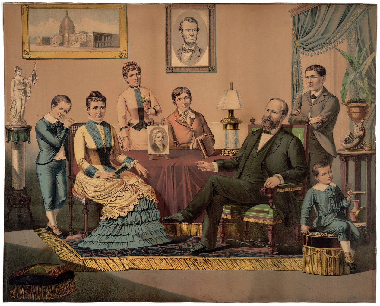 Başkan Garfield ve Ailesi, pub. 1882 by American School