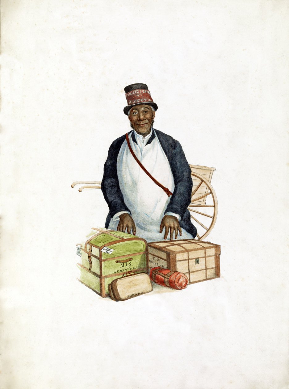 Kamu Kapıcısı B. Jackson, pub. 1883 (el boyaması gravür) by American School