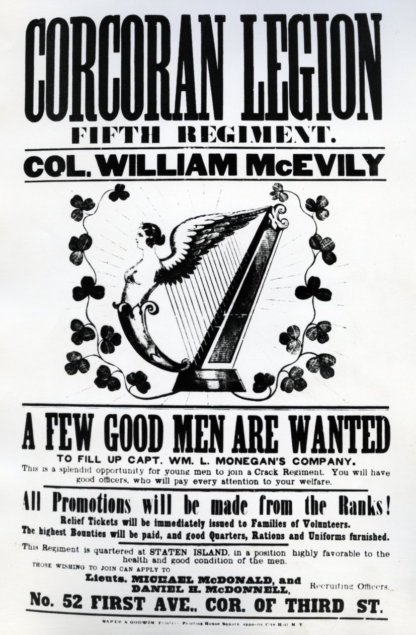 Corcoran Legion için işe alım afişi, 1862 (basılı kağıt) by American School