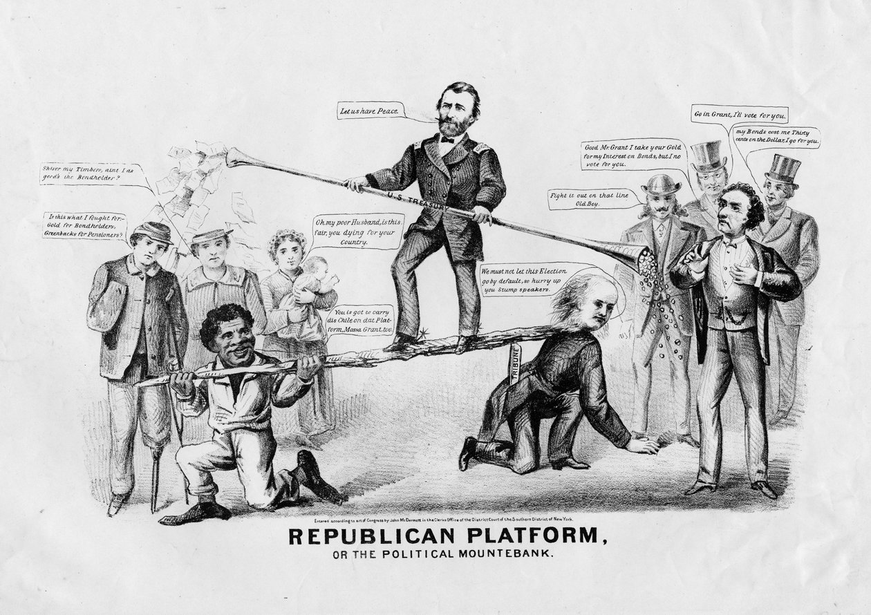 Cumhuriyetçi platform veya, John McDermott, New York, 1868 tarafından yayınlanan Politik mountebank by American School
