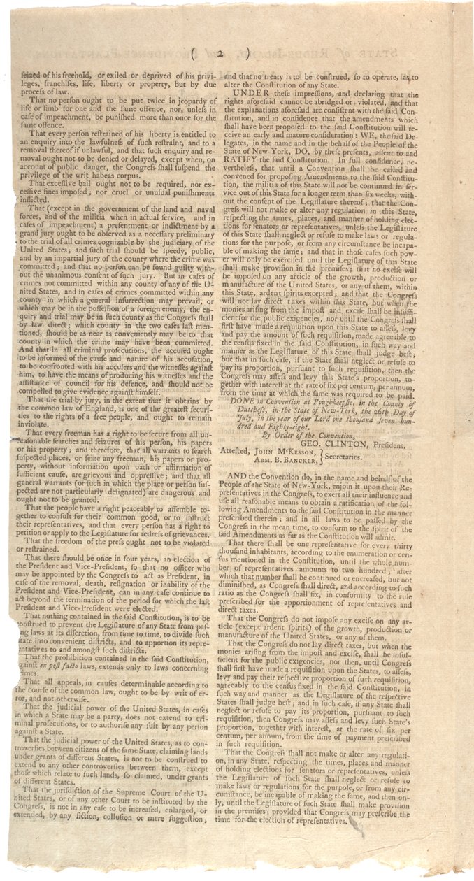 Anayasa değişiklikleri için NYS önerisini basan kararlar, Ekim 1788 by American School