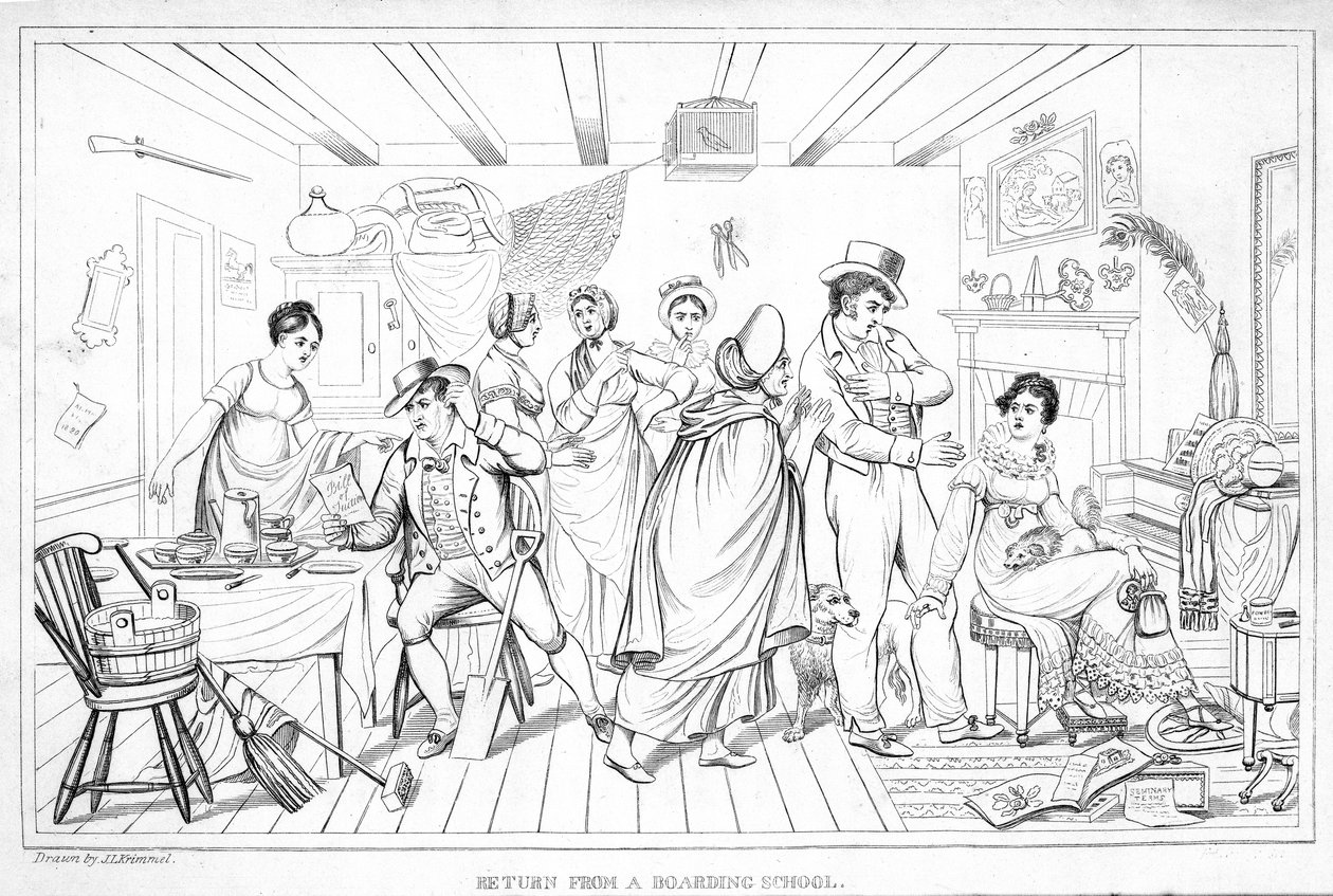 Yatılı Okuldan Dönüş, Analectic Magazine, v.2., 1820 (bkz. 257118) by American School