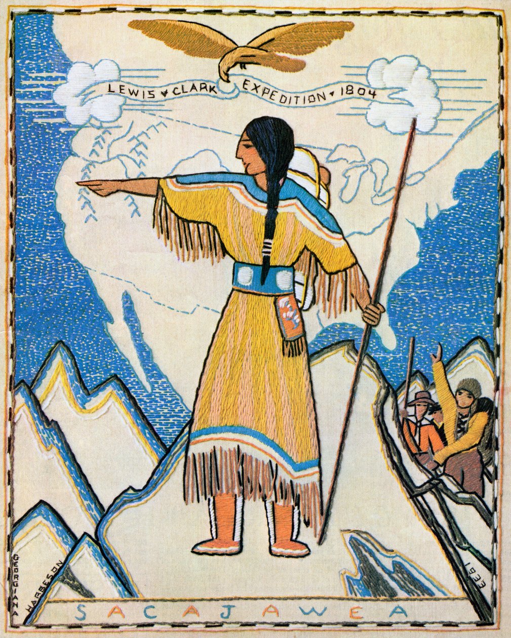 Lewis ve Clark Keşif Gezisinde Sacajawea by American School