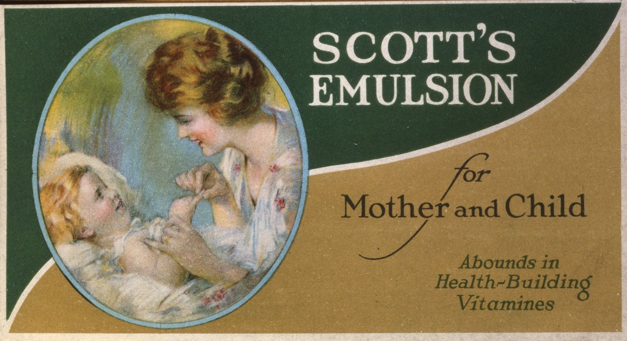 Anne ve Çocuk için Scotts Emülsiyonu, Sağlığı Geliştiren Vitaminlerde Boldur (litografi [ticari kart]) by American School