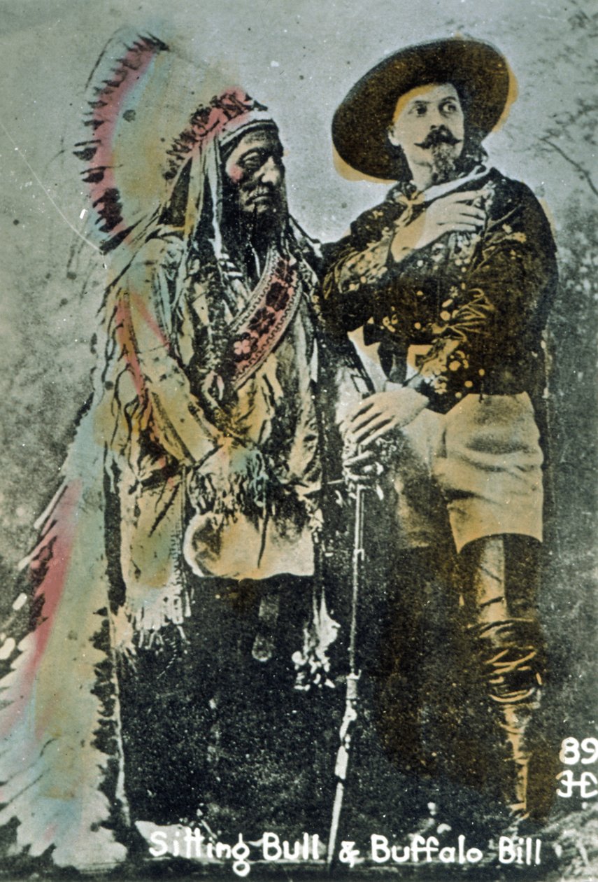 Oturan Boğa ve Buffalo Bill, 1885 dolayları (renkli fotoğraf) by American School