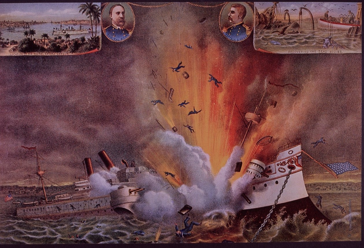 1898 İspanyol-Amerikan Savaşı, USS Maine Havana limanında havaya uçtu by American School