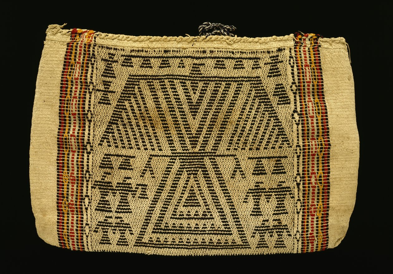 Saklama çantası, Potawatomi, c.1890 (pamuk sicim ve yün ipliği) (ayrıca bkz. 340992) by American School