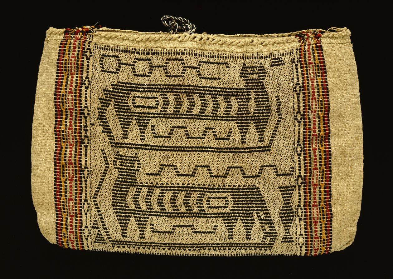 Saklama çantası, Potawatomi, c.1890 (pamuk sicim ve yün ipliği) (ayrıca bkz. 340993) by American School