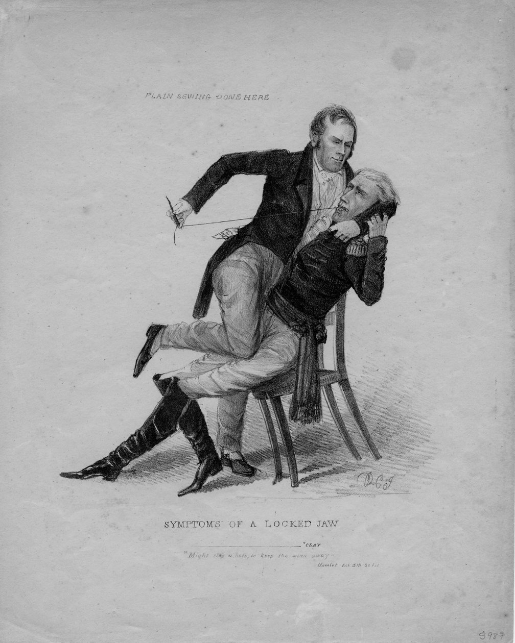 Kilitli bir çenenin belirtileri, c.1827 by American School