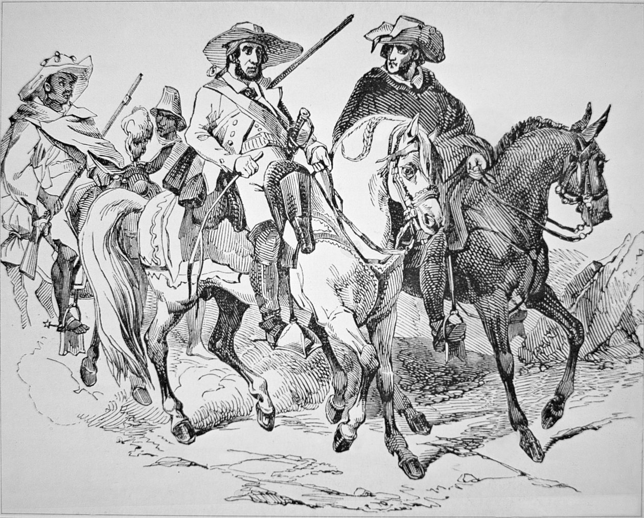 Texas Cumhuriyeti (1836-45) 1842 döneminde Texas Rangers (gravür) by American School