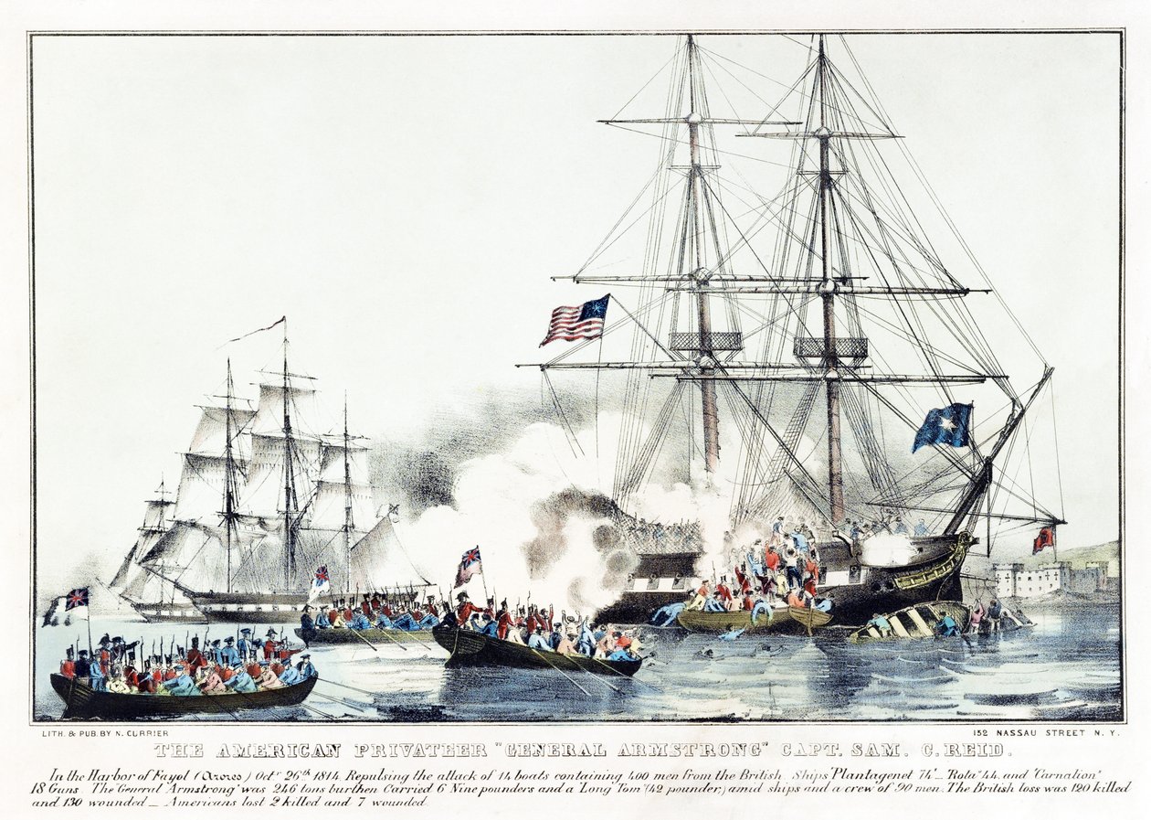 Amerikan Privateer "General Armstrong" Yüzbaşı Sam C. Reid (renkli taş) by American School