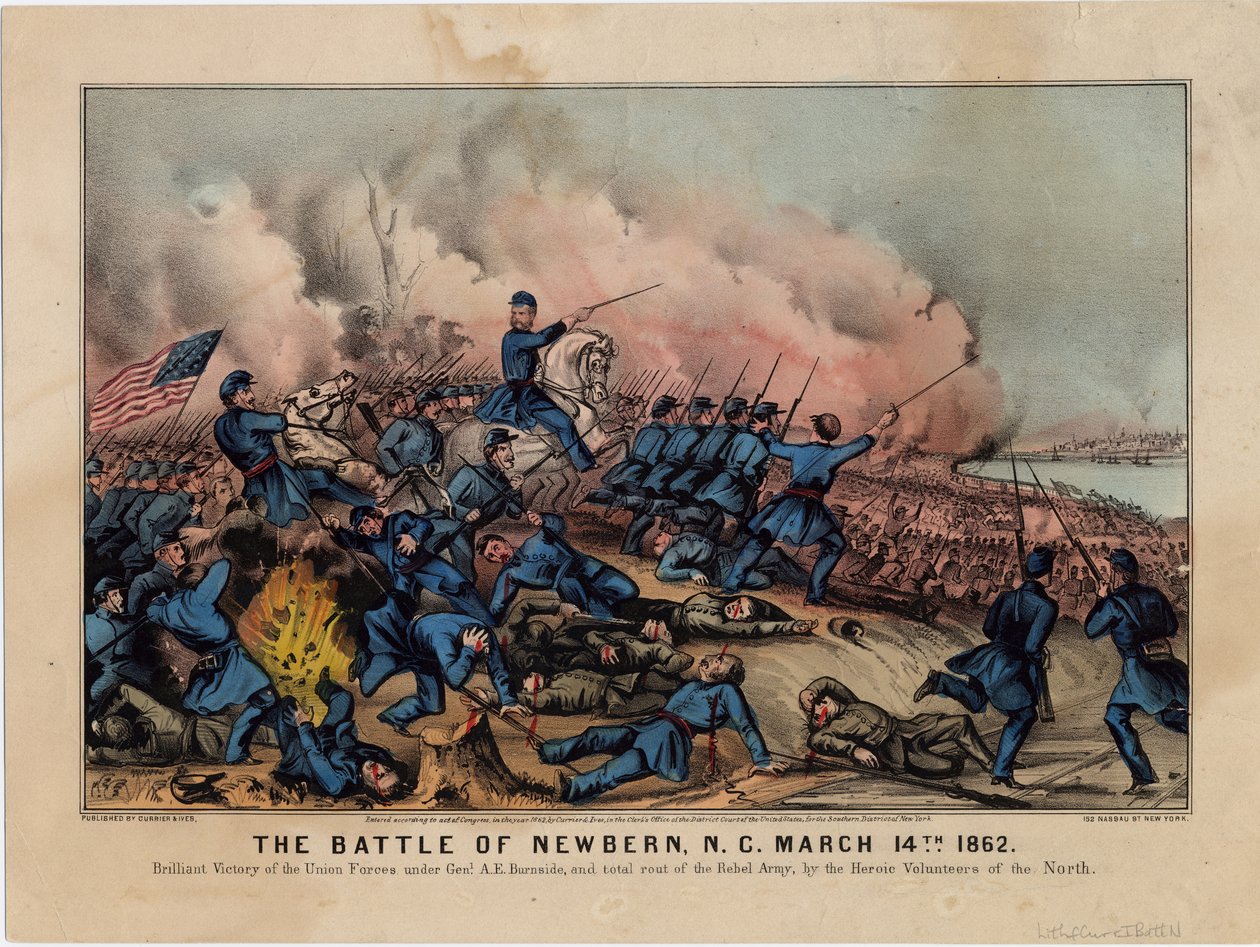Newbern Savaşı, N.C., 14 Mart 1862, pub. Currier & Ives, c.1862 by American School