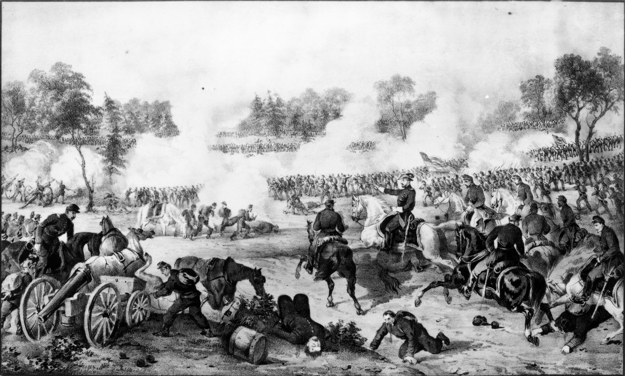 Wilderness Savaşı, Virginia, 5 Mayıs ve 6 Mayıs 1864, pub. Currier und Ives tarafından (gravür) (bundw fotoğrafı) by American School