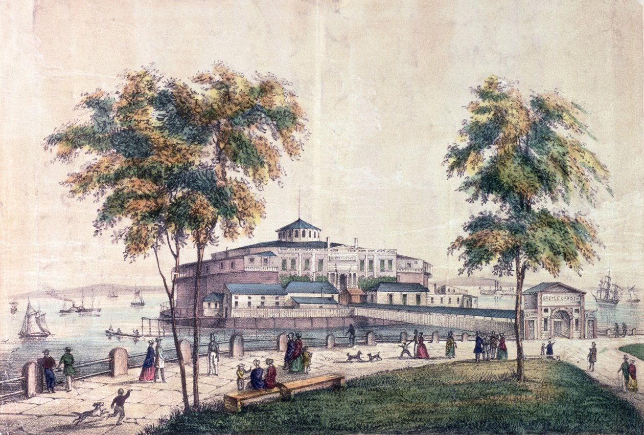 D.W Lewis tarafından oyulmuş Bataryadaki Kale Bahçesi by American School