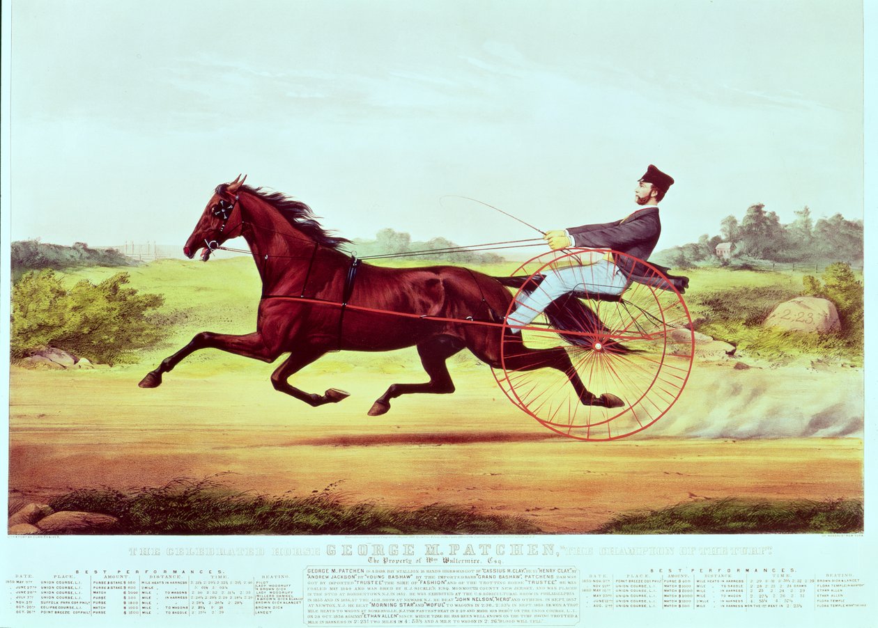 Ünlü At, George M. Patchen, Çim Şampiyonu, Nathaniel Currier (1813-88) ve James Merritt Ives (1824-95), 1860 by American School