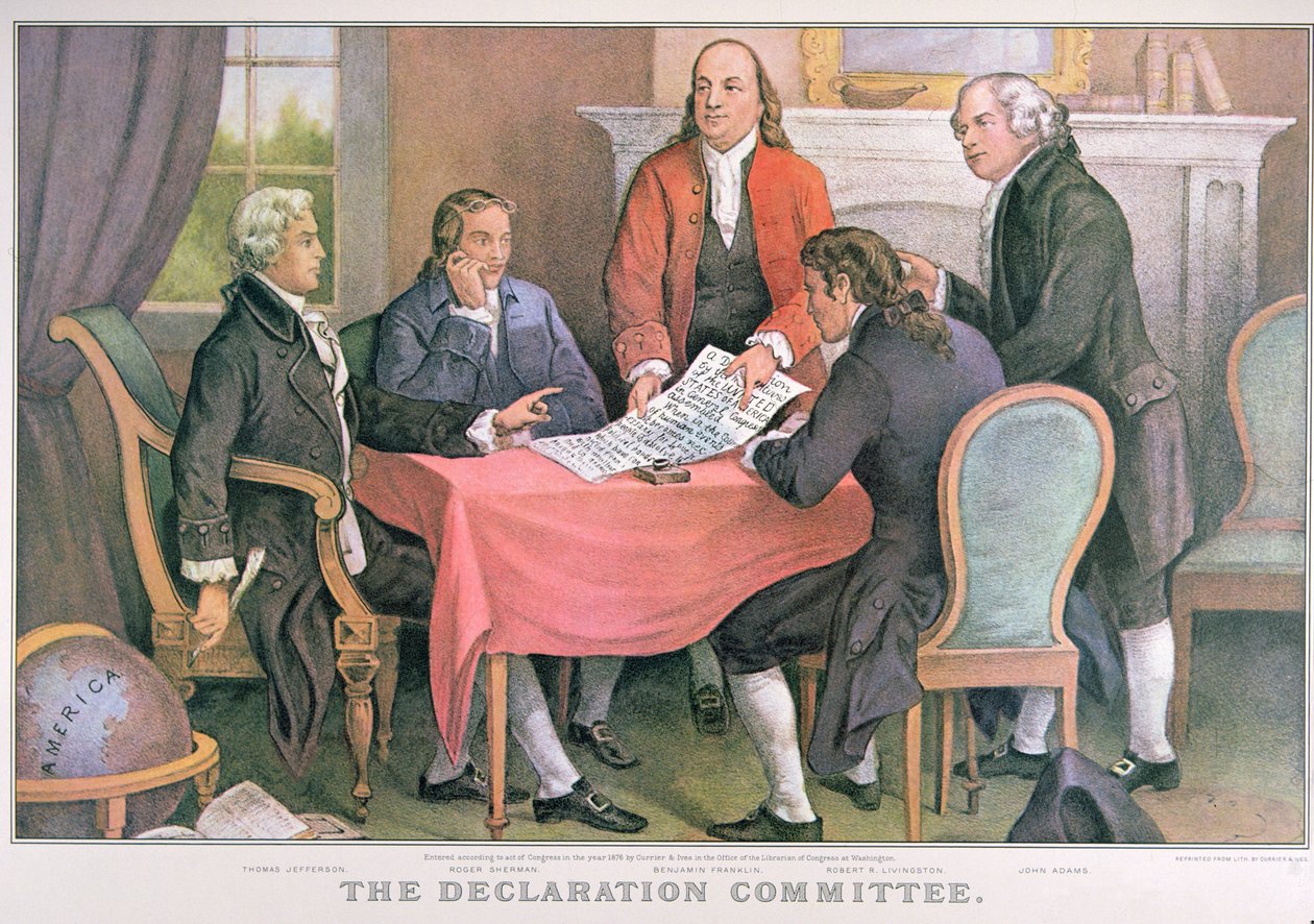 Currier & Ives, New York tarafından yayınlanan Deklarasyon Komitesi (renkli taş) by American School