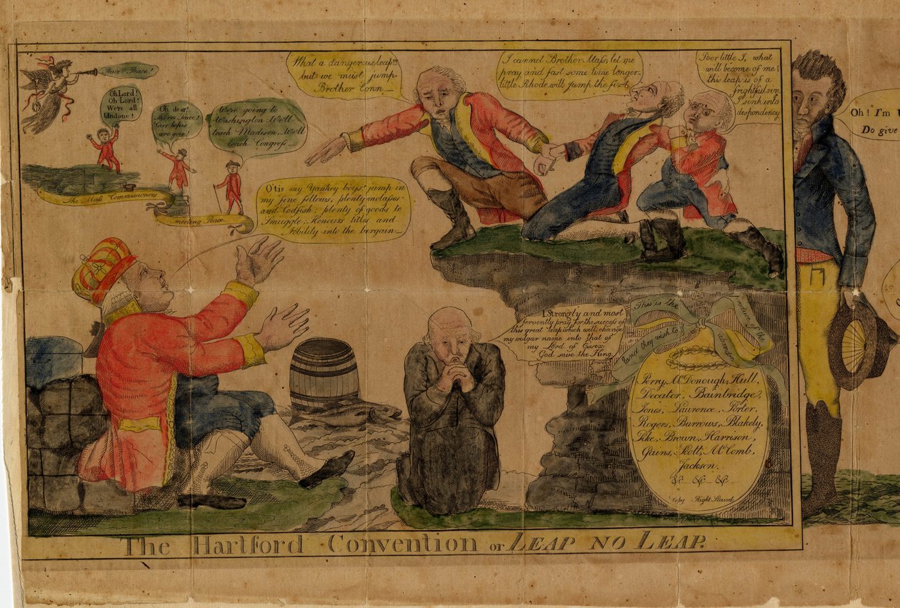 Hartford Konvansiyonu veya Leap no Leap, 1815 (el boyaması gravür) by American School